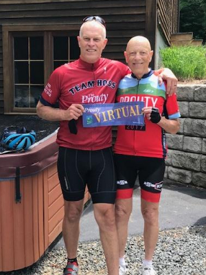 Doug & Andy during a break in a 2020 Prouty Virtual ride.