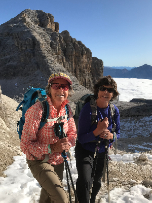 Carolyn (Carrie) and Joanie in the Dolomites- last long trek