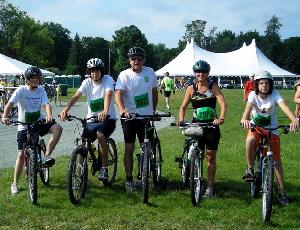 Ella, Ethan, Scott, Olivia & Cole riding for Scott's sister Carol 7.11.2008