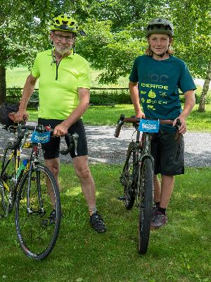 Young Cyrus is away on his mountain bike this year so I've joined the Goodell family and their Team Three Generations to ride 77 miles, just my age. Photo from 2023.