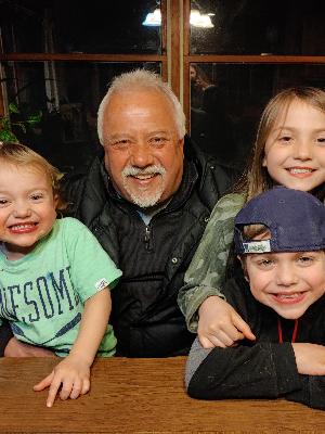 My dad with my three children, Lucia, Mateo and Samuele