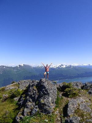 Maya on a super cool rock on a gorgeous (if rare) sunny day in Douglas, AK this summer :)
